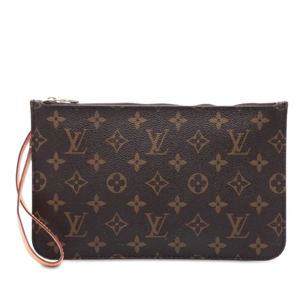 Louis Vuitton Monogram Neverfull MM Pouch Brown Canvas Very good - Front View