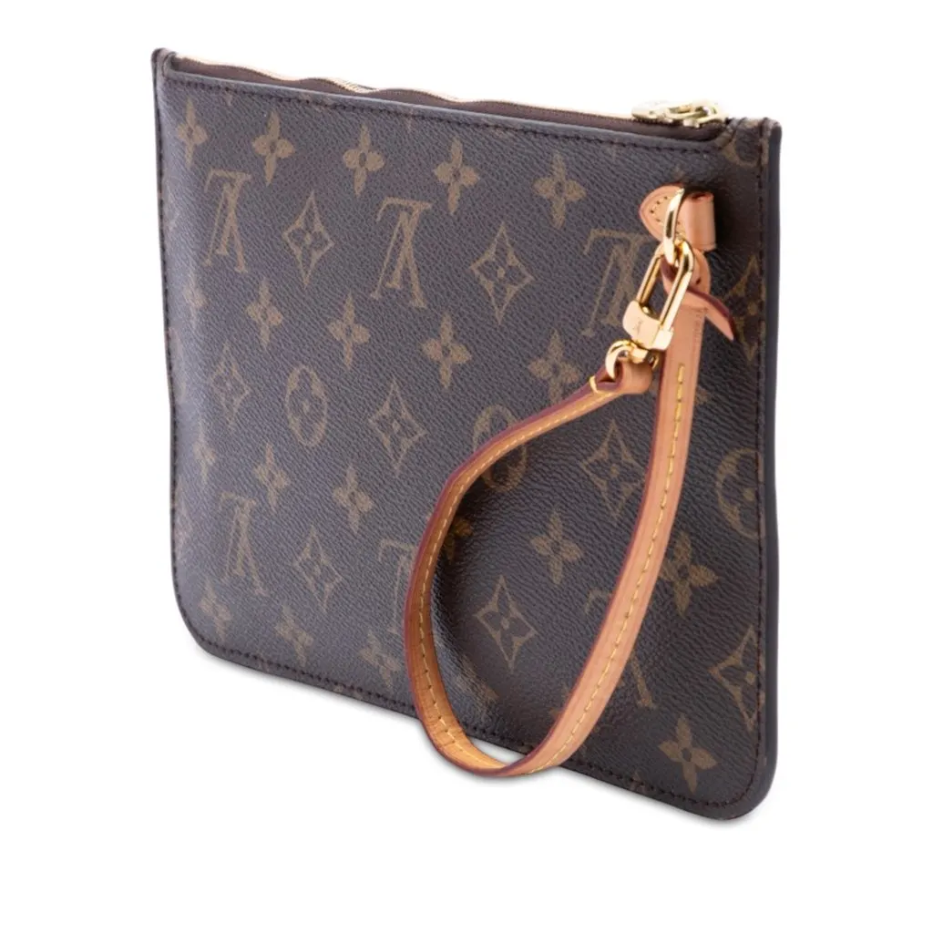 Louis Vuitton Monogram Neverfull MM Pouch Brown Canvas Very good - Back View