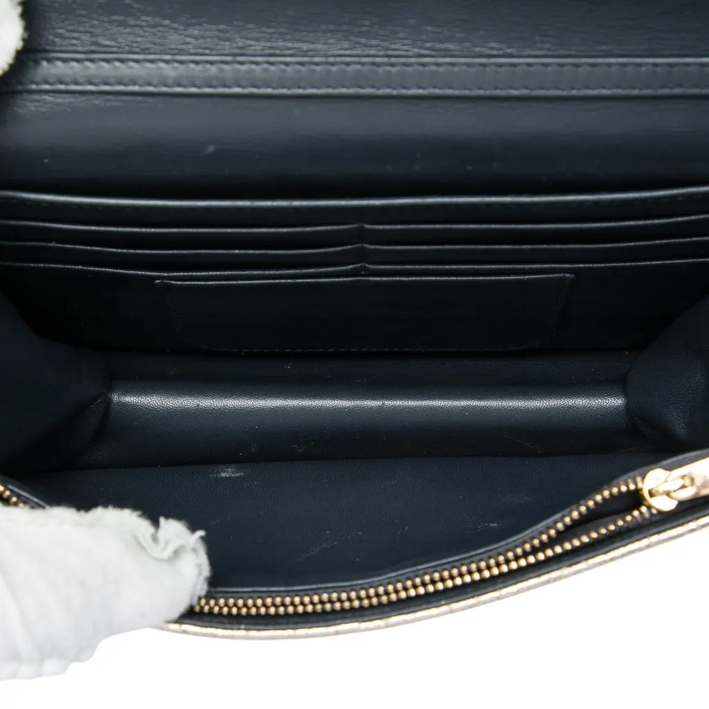 Dior Metallic Crinkled Calfskin Cannage Miss Dior Promenade Wallet on Chain Gold Leather Very good - Model View