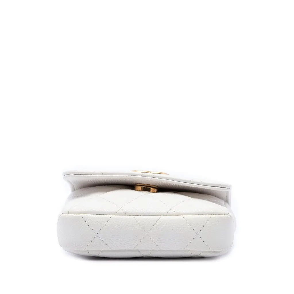 Chanel Quilted Caviar Twist Your Buttons Flap Chain Belt Bag White Leather Very good - Inside View