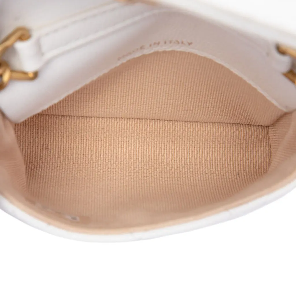 Chanel Quilted Caviar Twist Your Buttons Flap Chain Belt Bag White Leather Very good - Model View