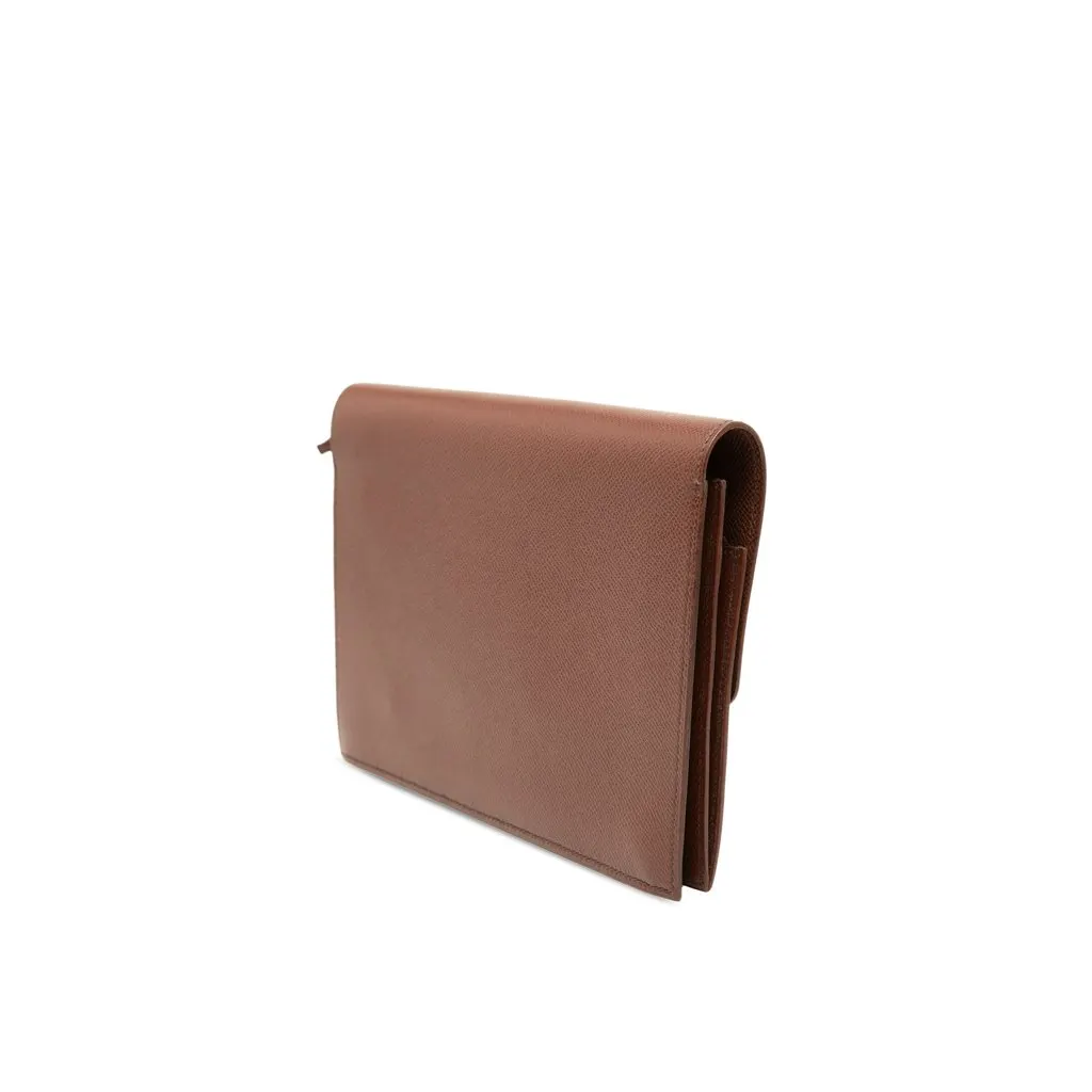 Hermès Courchevel Jet Pochette Clutch Brown Leather Very good - Back View