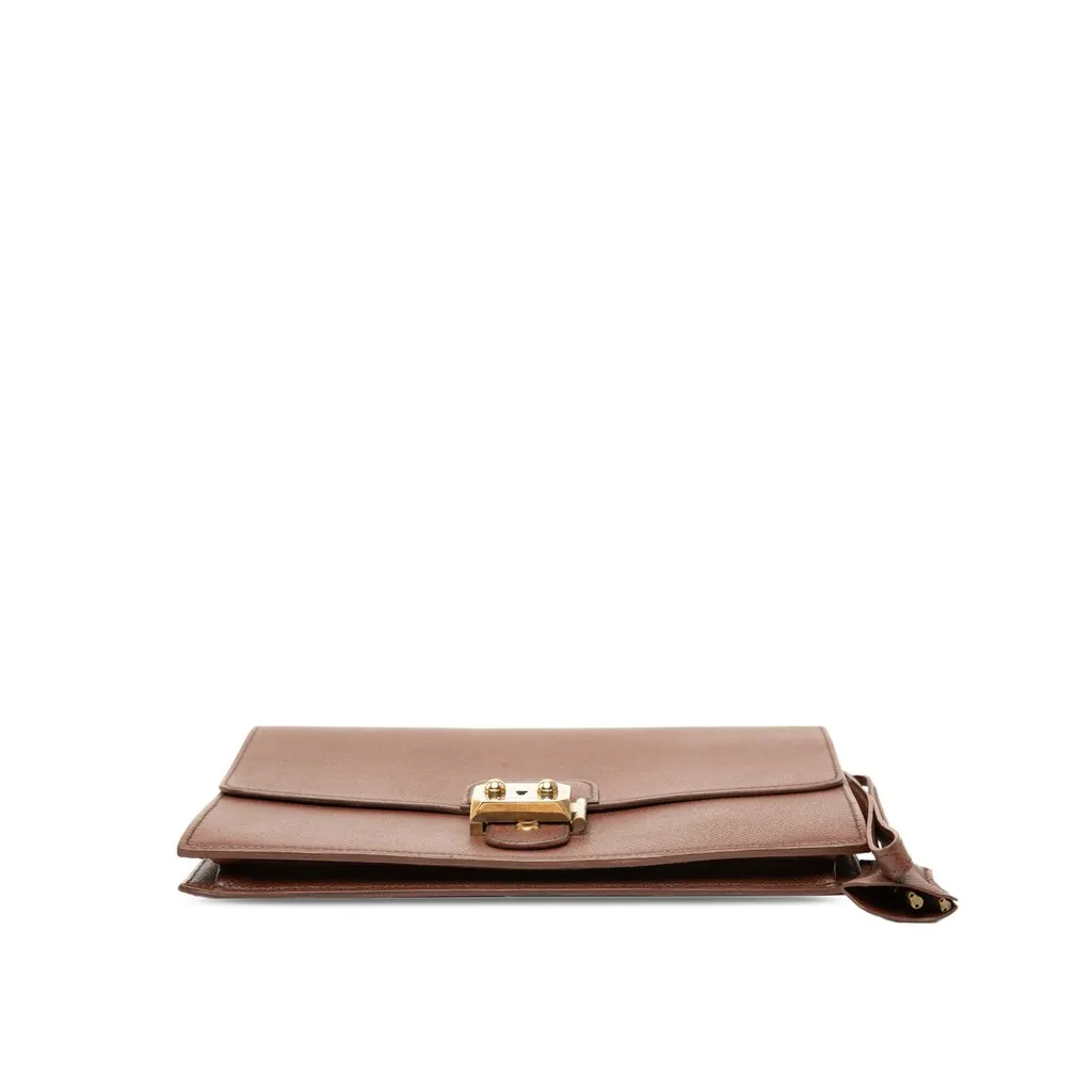 Hermès Courchevel Jet Pochette Clutch Brown Leather Very good - Inside View