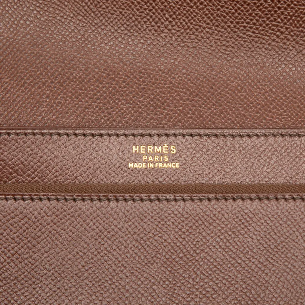 Hermès Courchevel Jet Pochette Clutch Brown Leather Very good - Box View