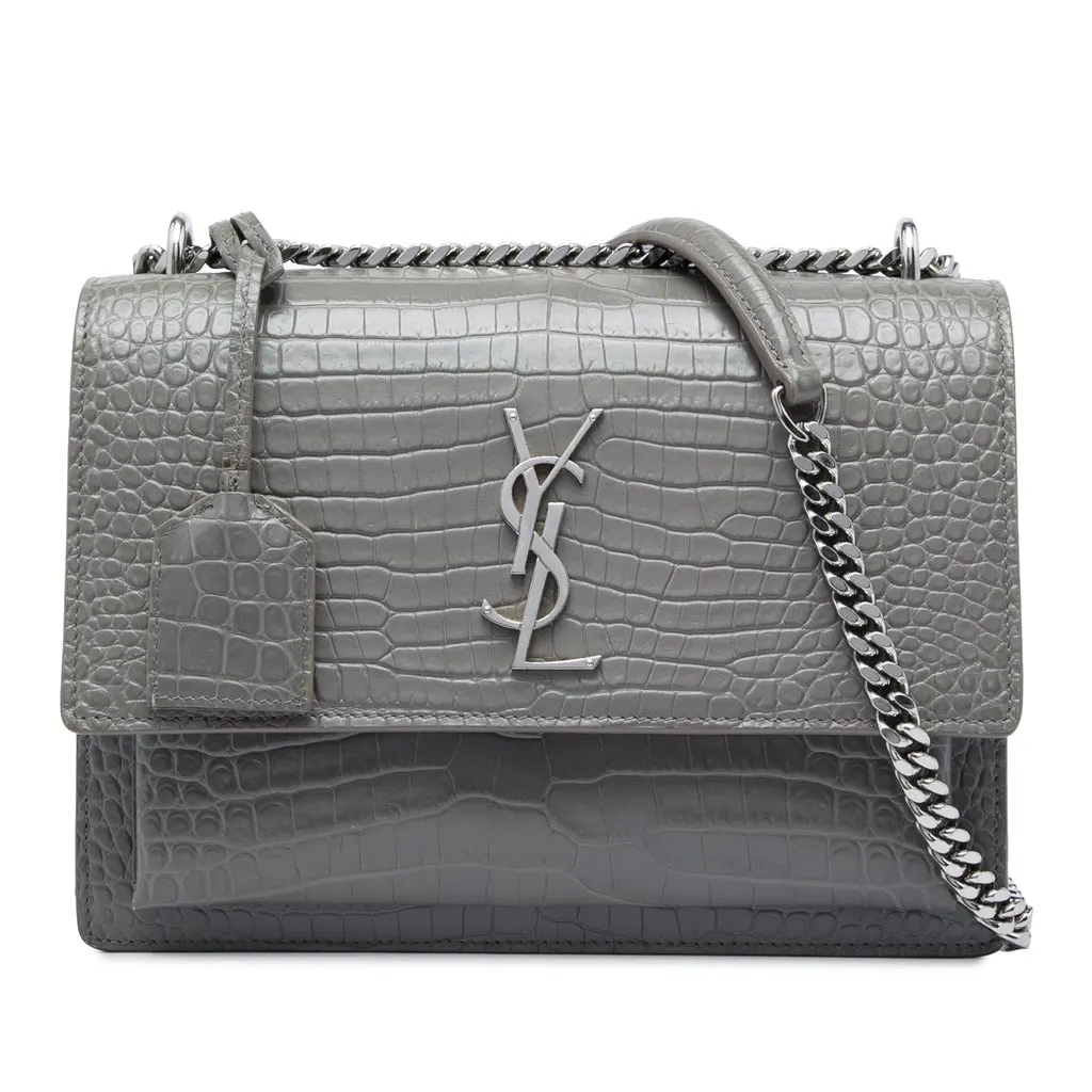 Saint Laurent Medium Croc Embossed Leather Monogram Sunset Crossbody MultiColor Leather Very good - Front View