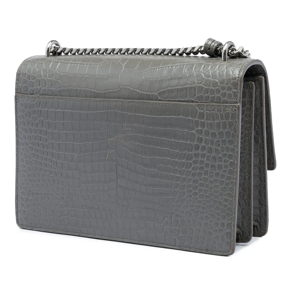 Saint Laurent Medium Croc Embossed Leather Monogram Sunset Crossbody MultiColor Leather Very good - Back View