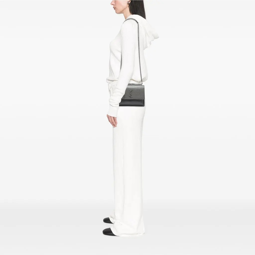 Saint Laurent Medium Croc Embossed Leather Monogram Sunset Crossbody MultiColor Leather Very good - Box View