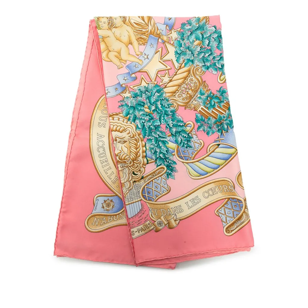 Hermès Europe Silk Scarf 90 Pink Silk Very good - Front View