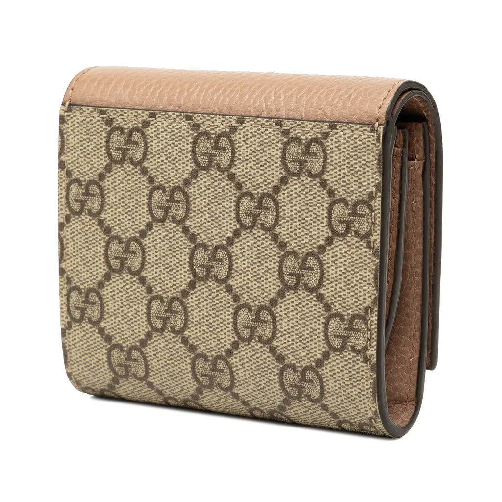 Gucci Bicolor GG Marmont Calfskin and GG Supreme Wallet Beige Very good - Back View