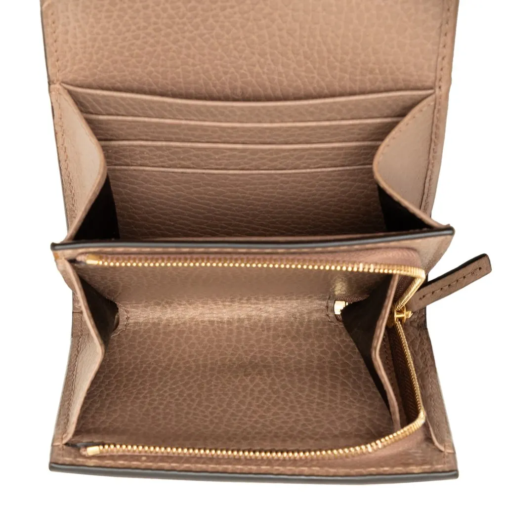 Gucci Bicolor GG Marmont Calfskin and GG Supreme Wallet Beige Very good - Model View