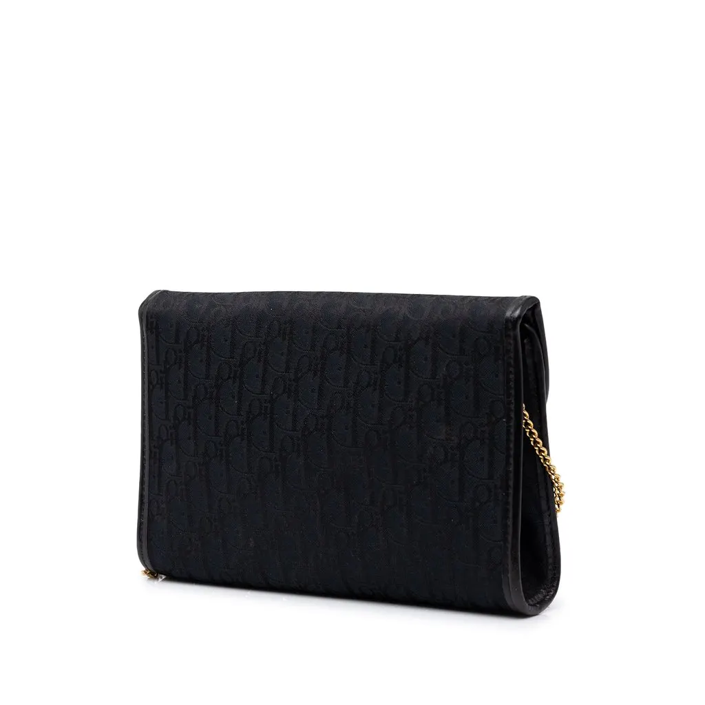 Dior Diorissimo Trotter Canvas Chain Shoulder Bag Black Canvas Good - Back View