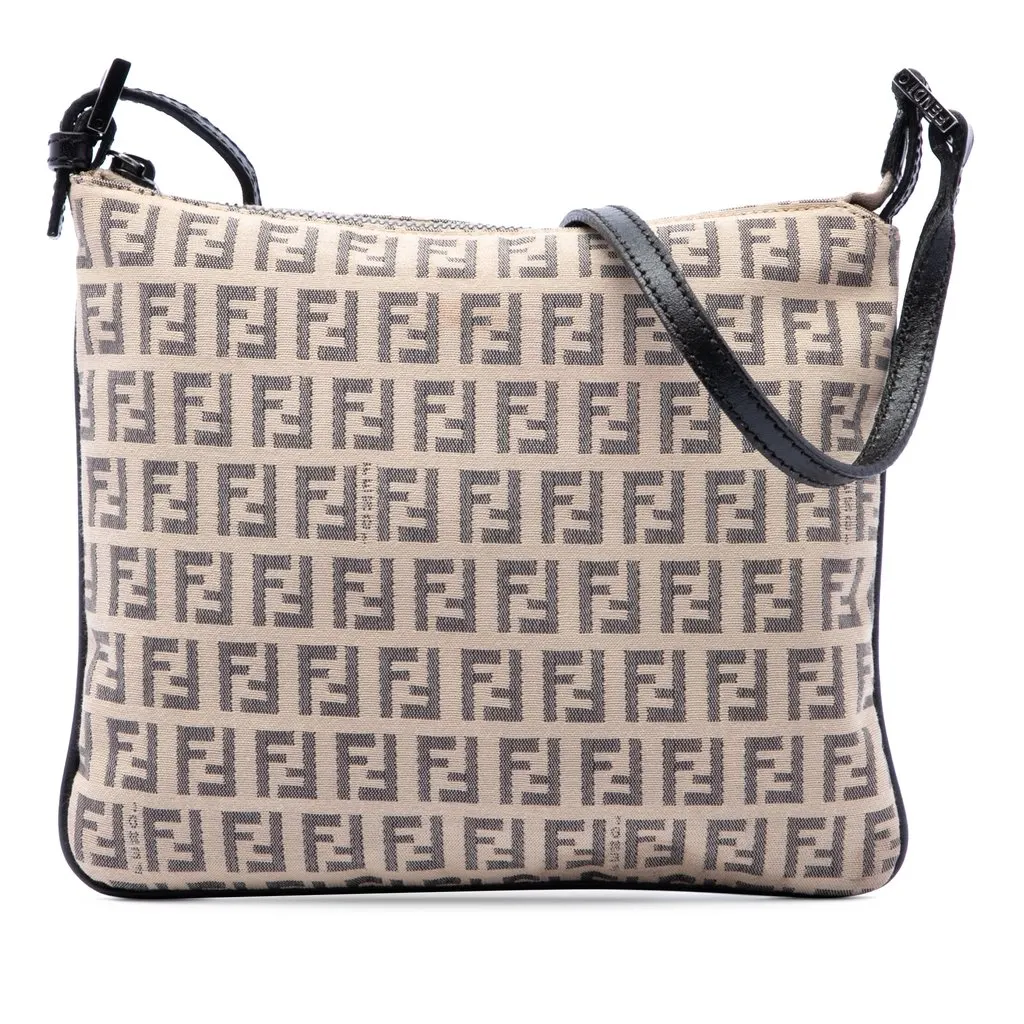 Fendi Zucchino Canvas Crossbody Beige Very good - Front View