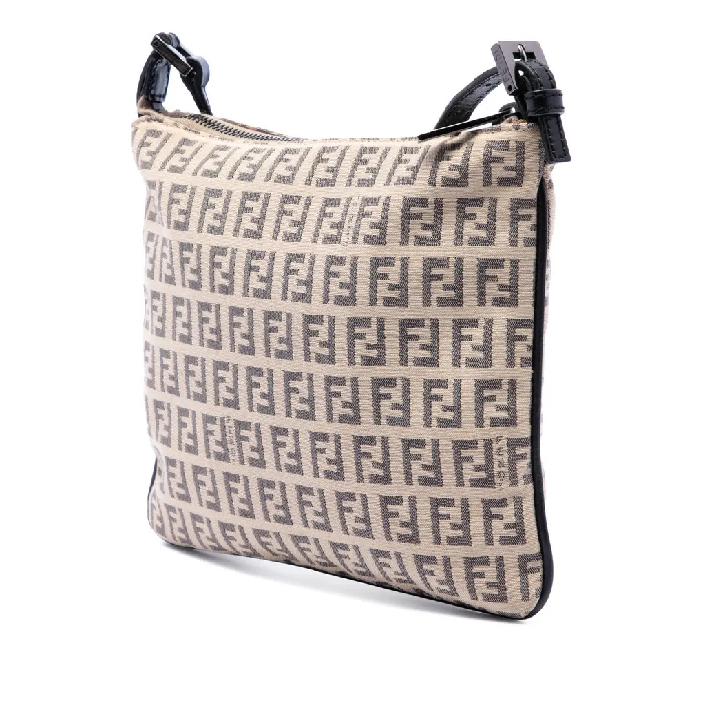 Fendi Zucchino Canvas Crossbody Beige Very good - Back View