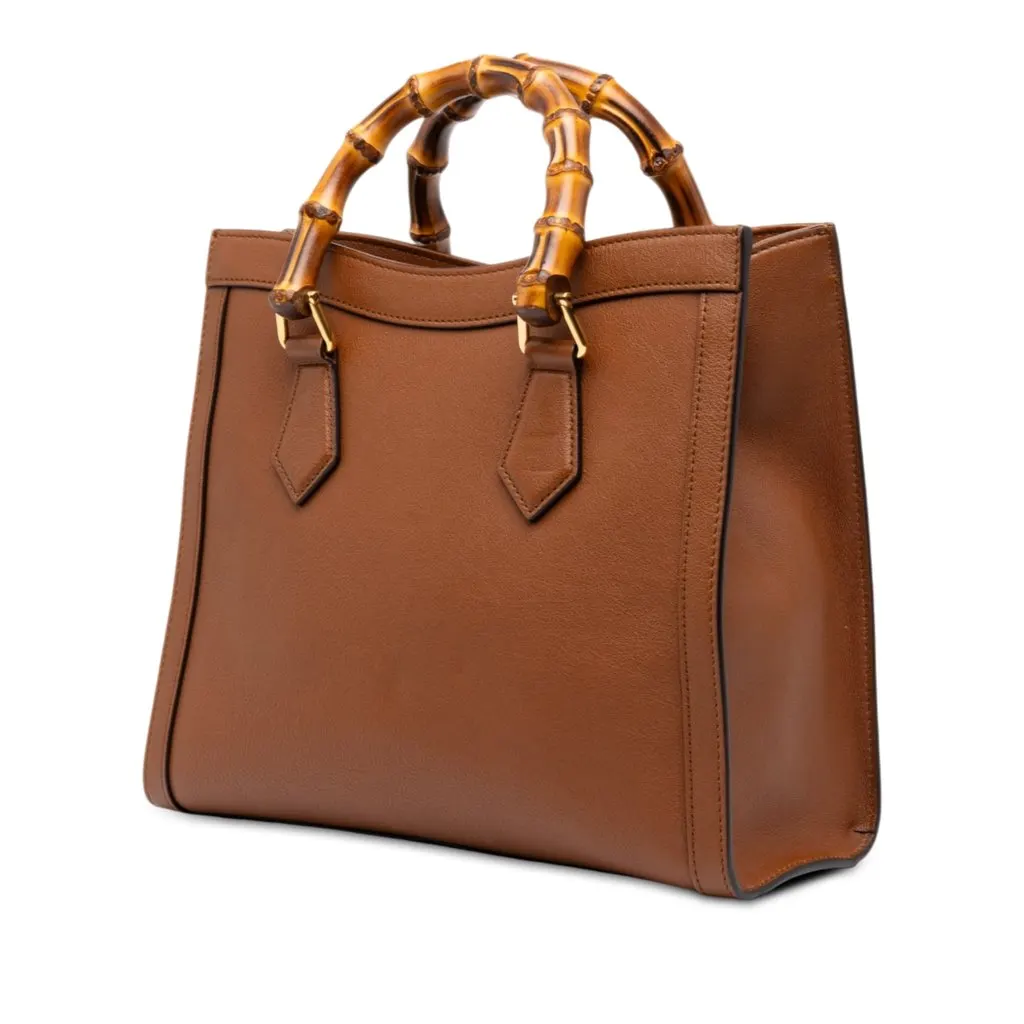 Gucci Medium Calfskin Bamboo Diana Satchel Brown Leather Very good - Back View