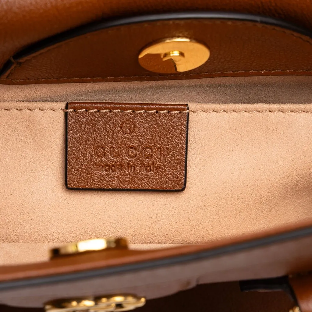 Gucci Medium Calfskin Bamboo Diana Satchel Brown Leather Very good - Box View