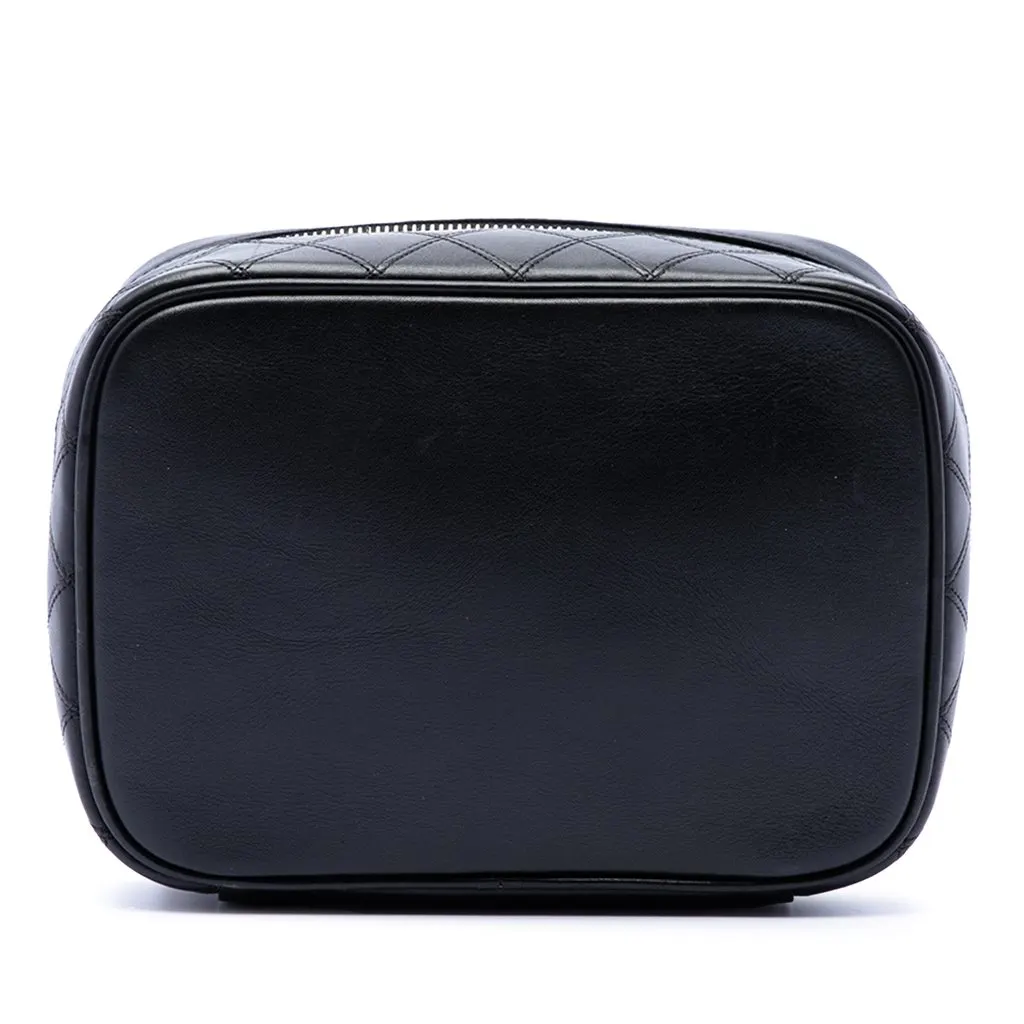 Chanel CC Quilted Lambskin Vanity Case Black Leather Very good - Inside View