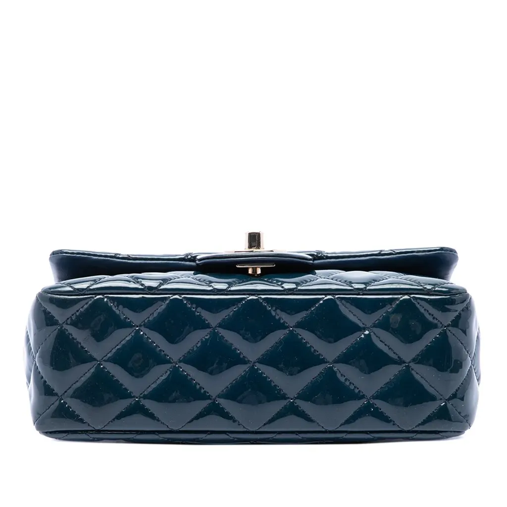 Chanel Mini Rectangular Classic Patent Single Flap Blue Leather Very good - Inside View