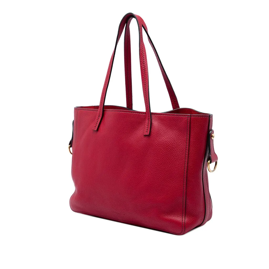 Dior Medium Grained Calfskin D Bee Shopper Tote Red Leather Very good - Back View