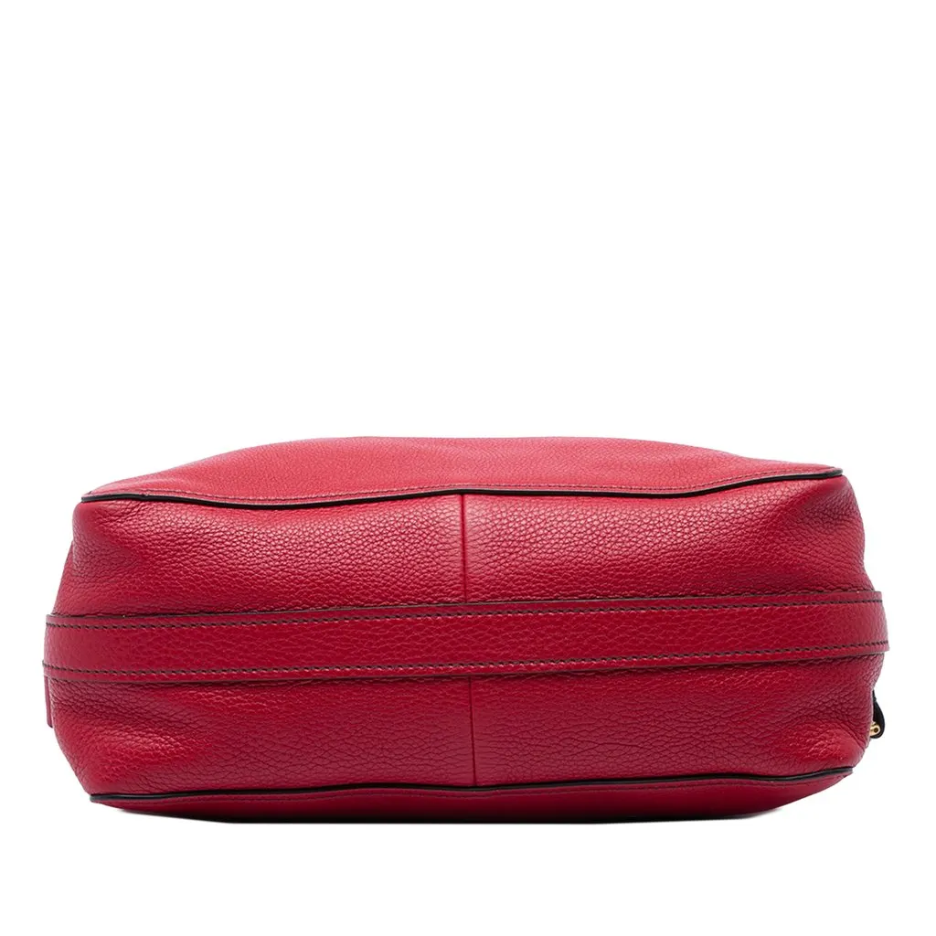 Dior Medium Grained Calfskin D Bee Shopper Tote Red Leather Very good - Inside View