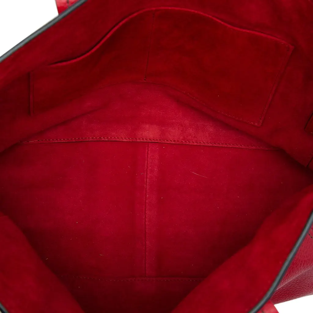 Dior Medium Grained Calfskin D Bee Shopper Tote Red Leather Very good - Model View