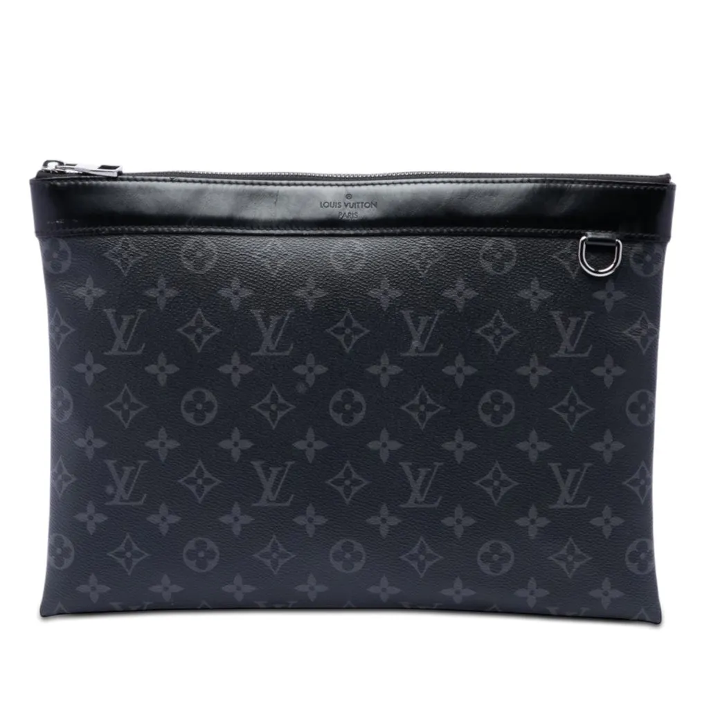 Louis Vuitton Monogram Eclipse Discovery Pochette GM Black Very good - Front View