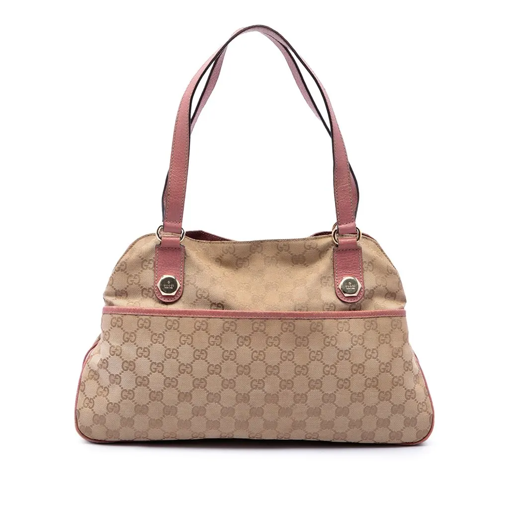 Gucci GG Canvas Charmy Shoulder Bag Beige Canvas Good - Front View