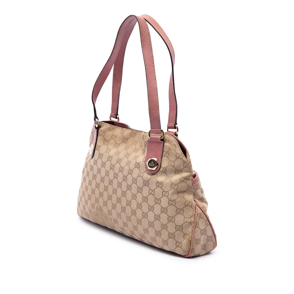 Gucci GG Canvas Charmy Shoulder Bag Beige Canvas Good - Back View