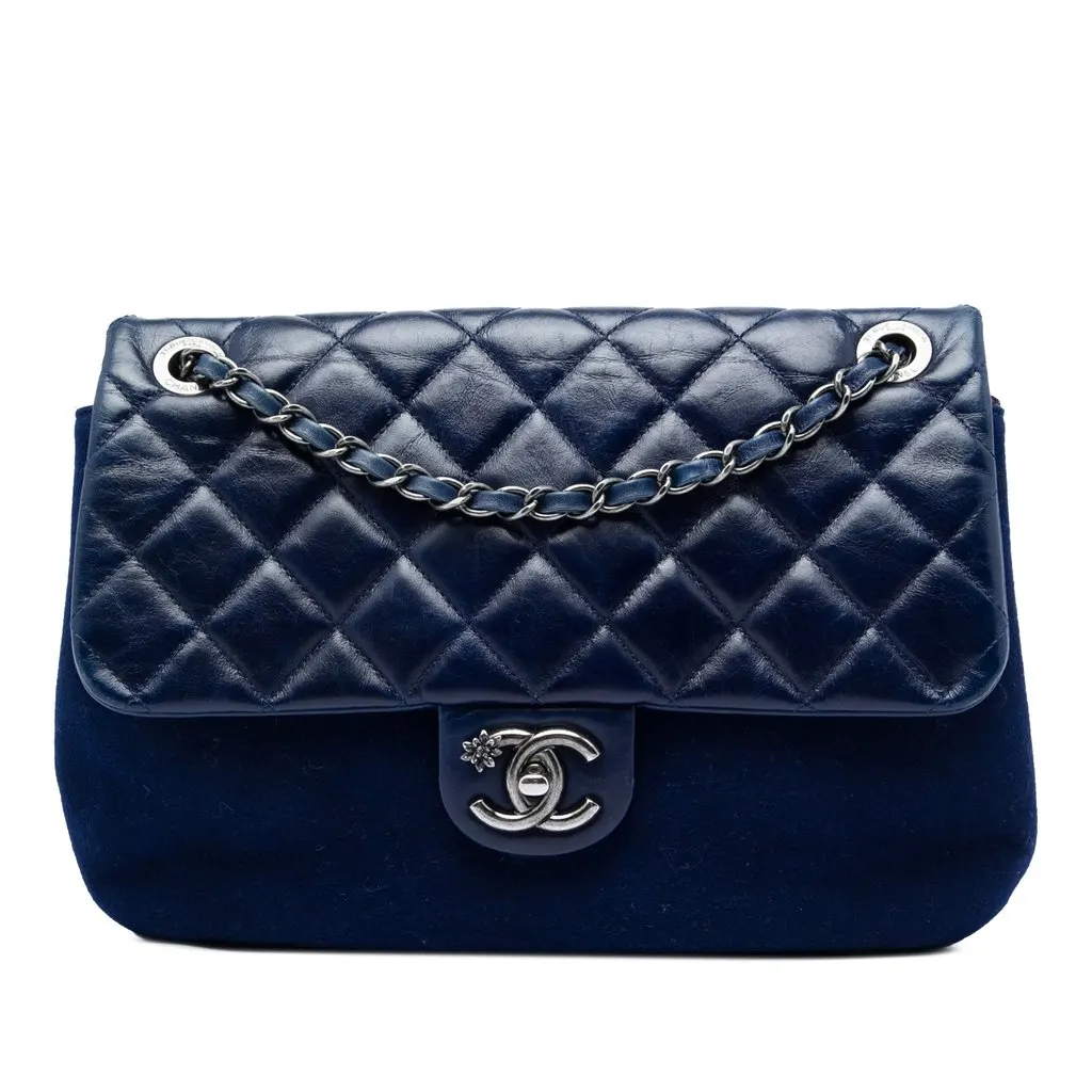 Chanel CC Quilted Lambskin and Wool Crossbody