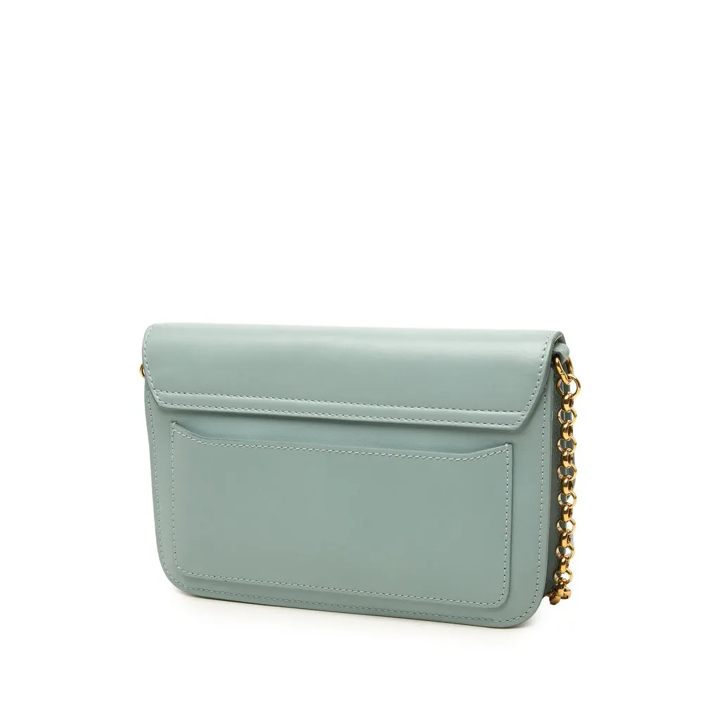 Chloé Calfskin and Suede C Clutch With Chain Blue Leather Good - Back View