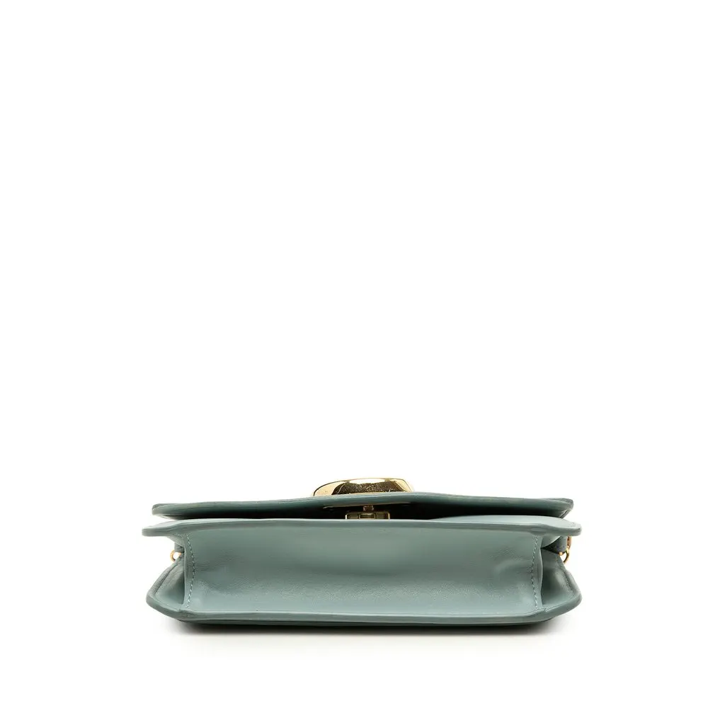 Chloé Calfskin and Suede C Clutch With Chain Blue Leather Good - Inside View