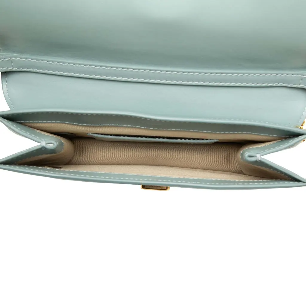 Chloé Calfskin and Suede C Clutch With Chain Blue Leather Good - Model View