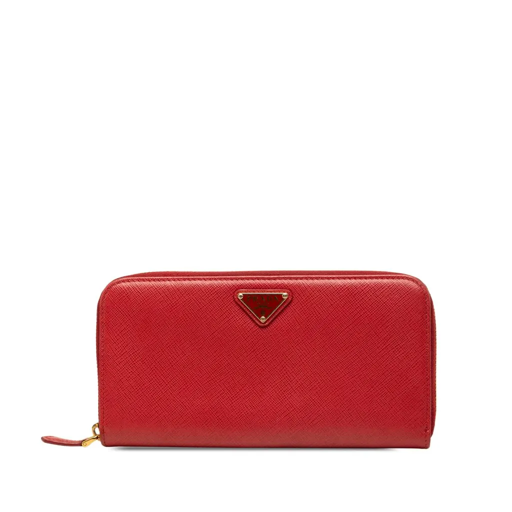 Prada Saffiano Zip Around Long Wallet