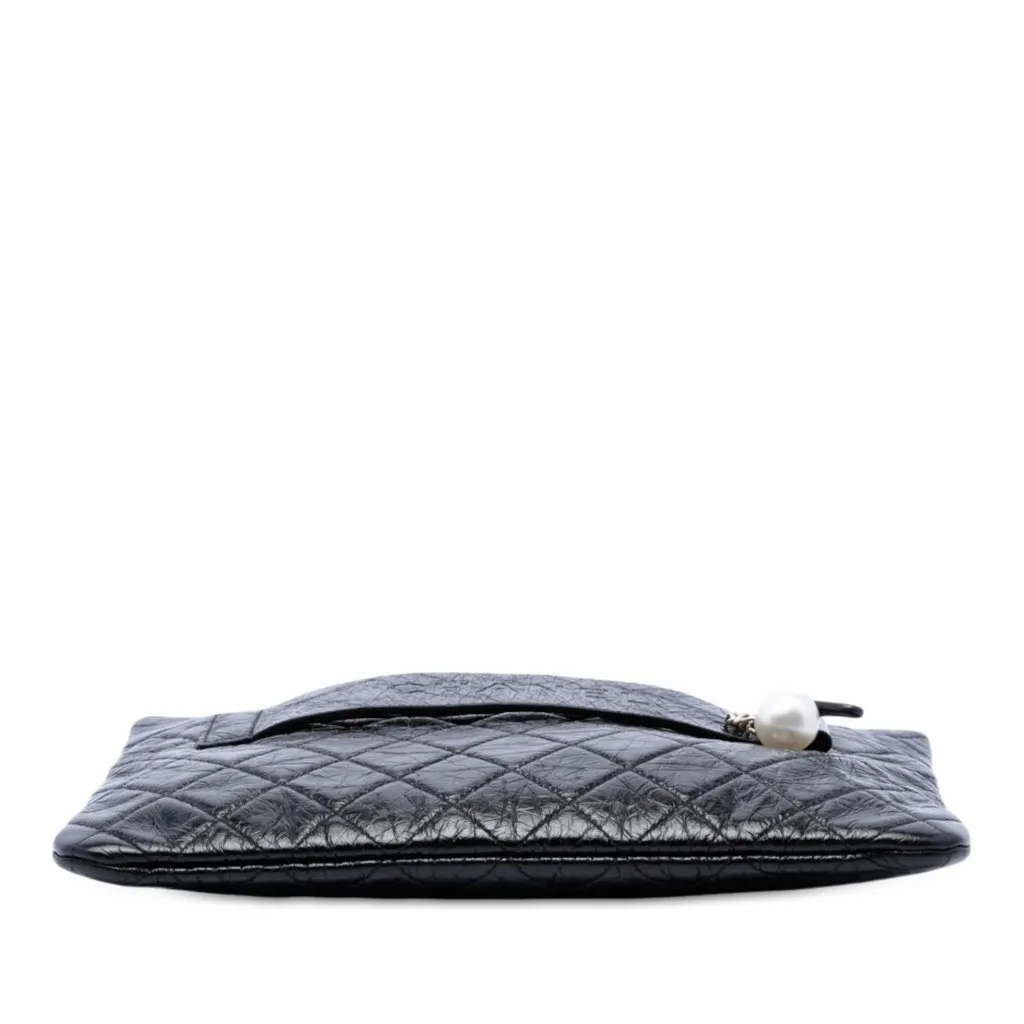 Chanel Medium Crumpled Calfskin Night by the C O Case Clutch Black Leather Very good - Inside View