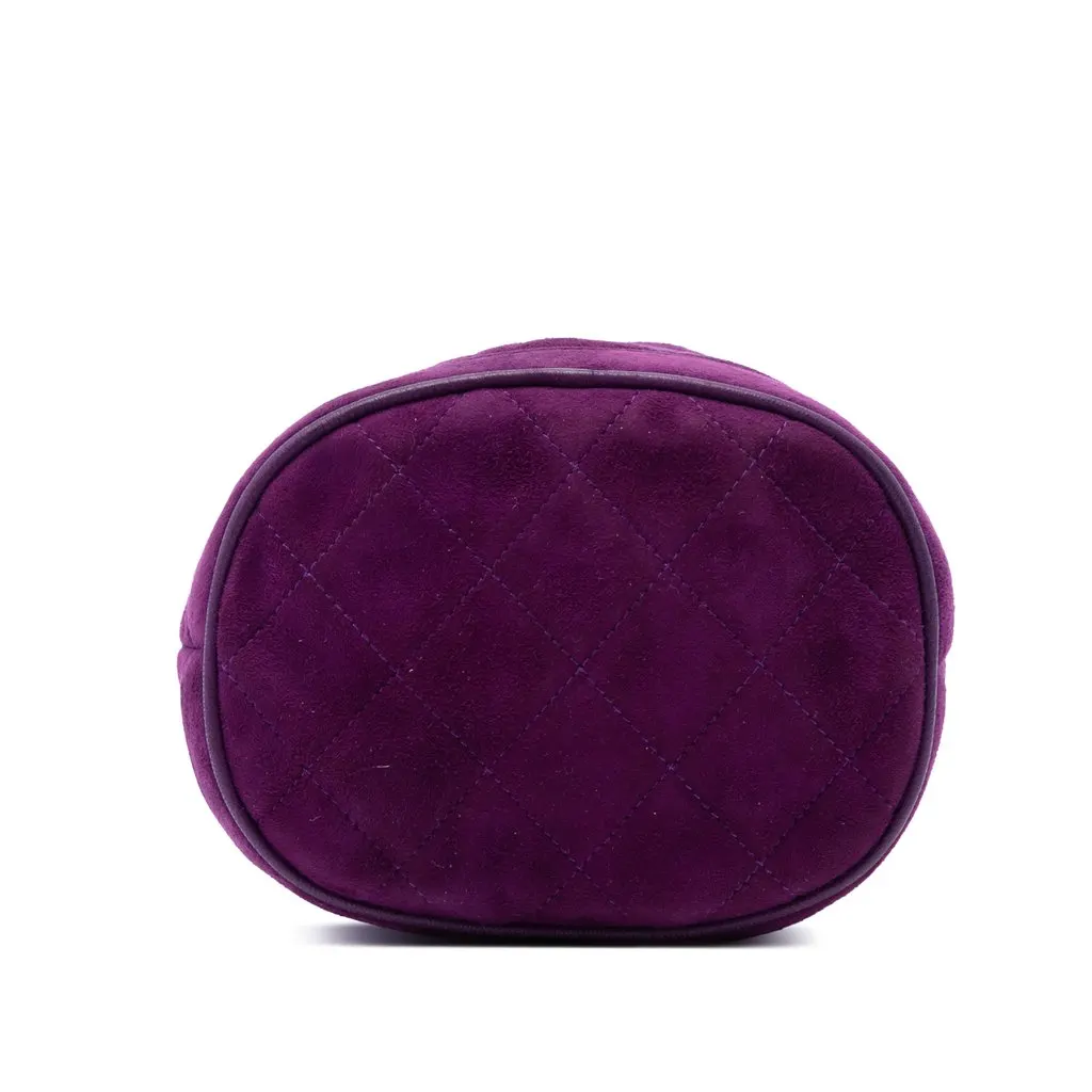Chanel CC Quilted Suede Drawstring Tassel Bucket Bag Purple Leather Very good - Inside View