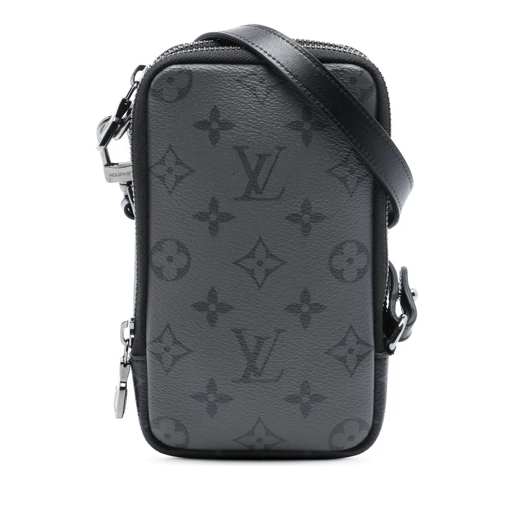 Louis Vuitton Monogram Eclipse Reverse Double Phone Pouch Black Very good - Front View