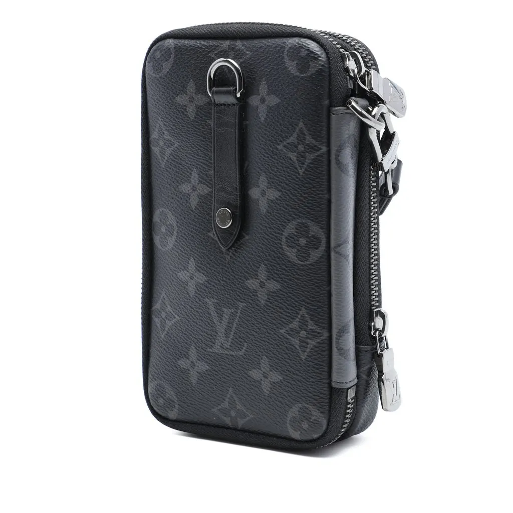 Louis Vuitton Monogram Eclipse Reverse Double Phone Pouch Black Very good - Back View
