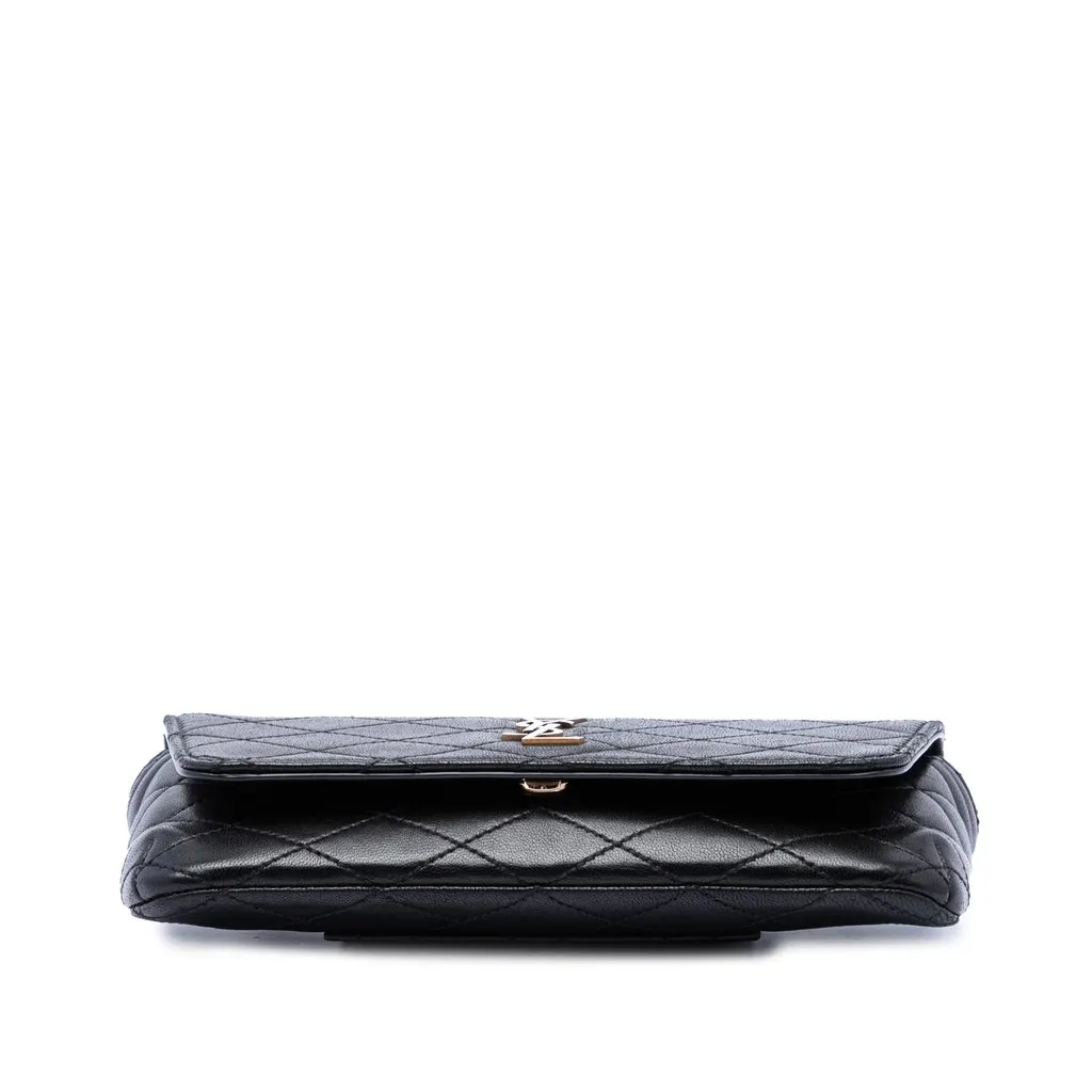 Saint Laurent Quilted Lambskin Monogram Gaby Phone Holder Crossbody Black Leather Very good - Inside View
