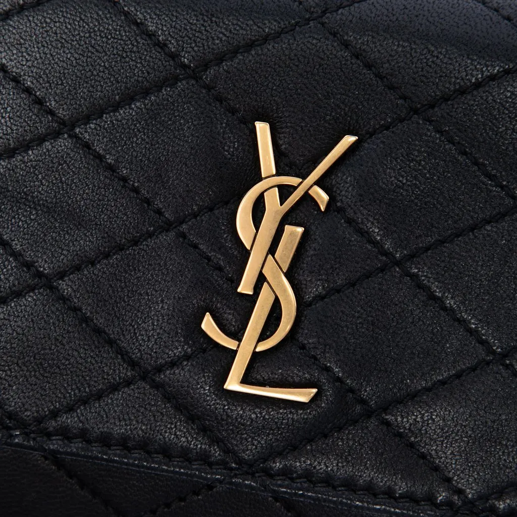 Saint Laurent Quilted Lambskin Monogram Gaby Phone Holder Crossbody Black Leather Very good - Box View