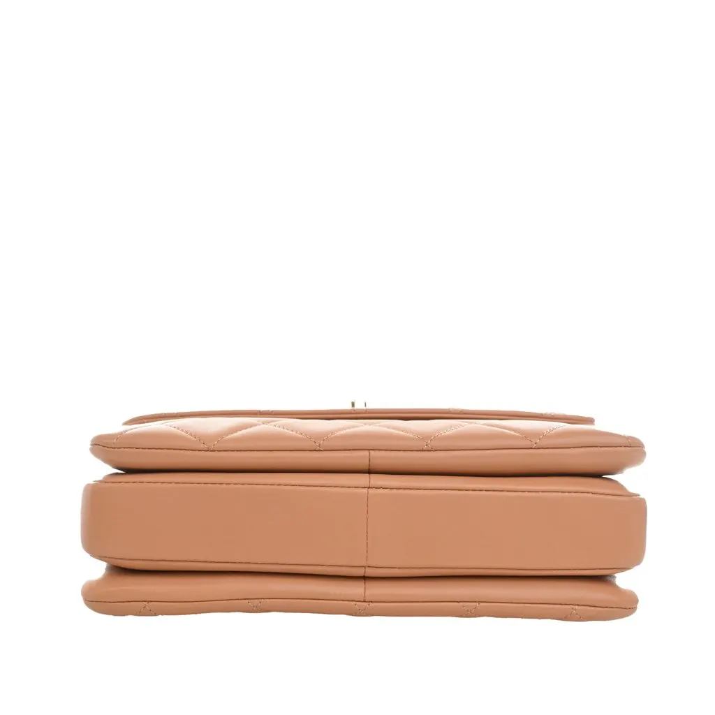 Chanel Small Quilted Lambskin Trendy CC Top Handle Flap Beige Leather Very good - Inside View
