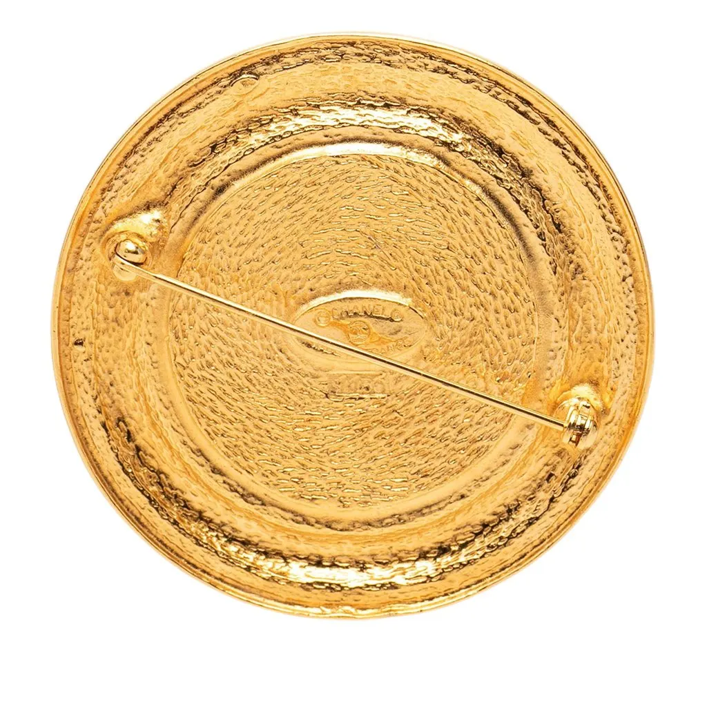 Chanel Gold Plated 31 Rue Cambon Round Brooch Gold Metal Very good - Back View