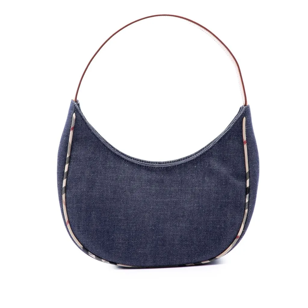 Burberry House Check Trimmed Denim Shoulder Bag
