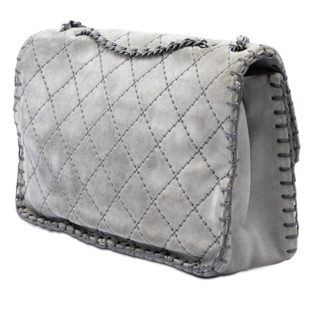 Chanel Medium CC Quilted Suede Whipstitch Single Flap MultiColor Leather Very good - Back View