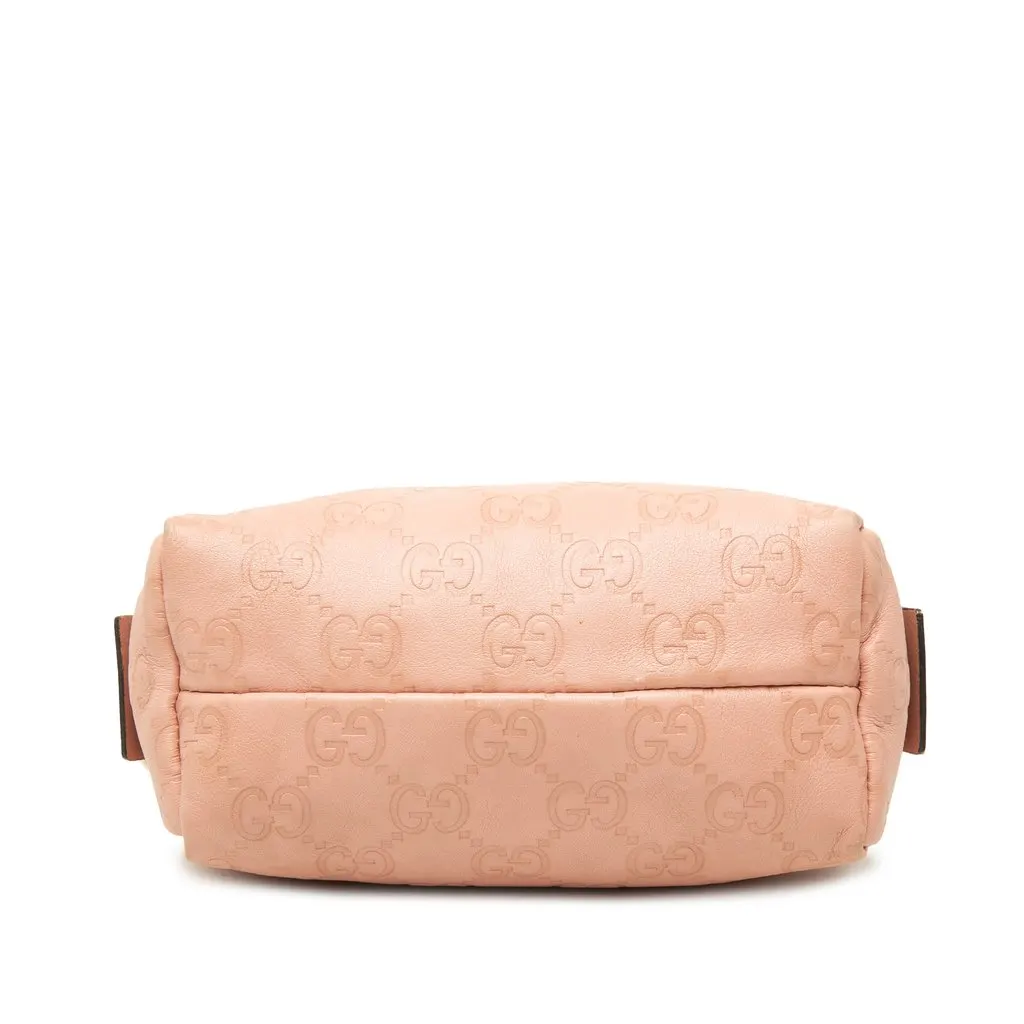 Gucci Guccissima Cosmetic Pouch Pink Leather Very good - Inside View