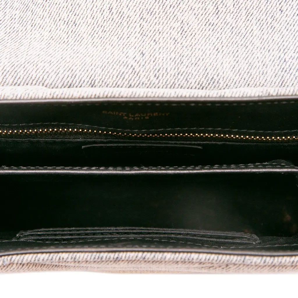 Saint Laurent Toy Matelasse Denim Monogram LouLou Crossbody Blue Denim Good - Model View