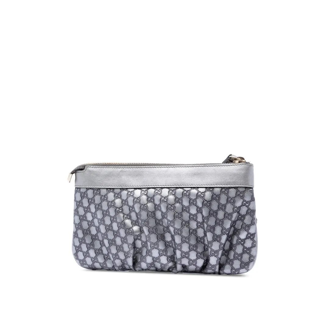 Gucci Microguccissima Heart Wristlet Pochette Silver Leather Very good - Back View