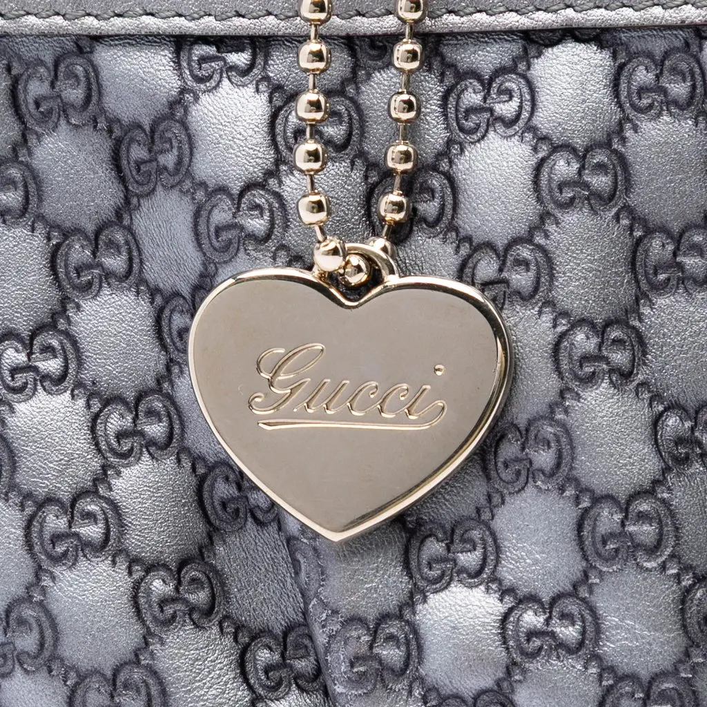 Gucci Microguccissima Heart Wristlet Pochette Silver Leather Very good - Box View