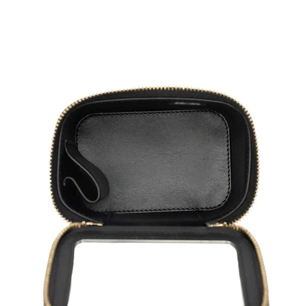 Chanel Mini CC Quilted Caviar Top Handle Vanity Case With Chain Black Leather Very good - Model View