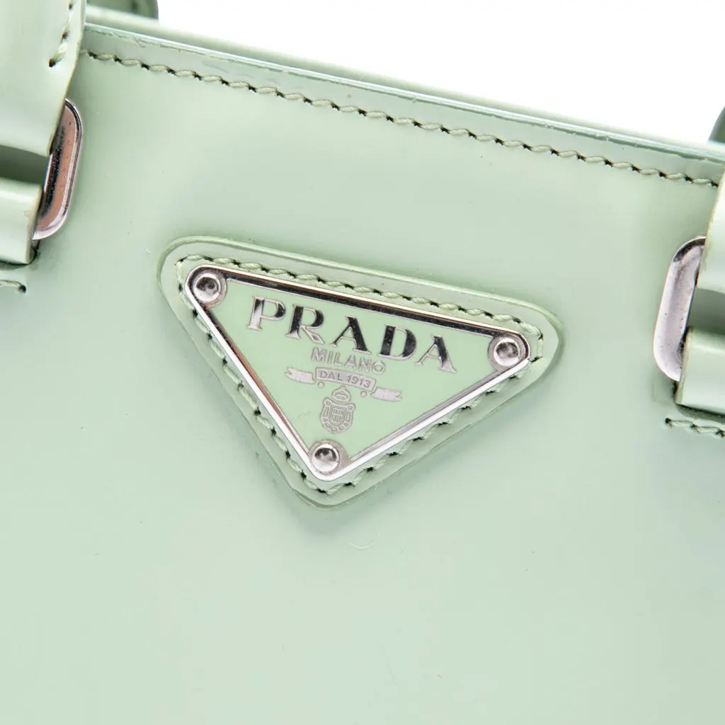 Prada Small Spazzolato Leather Satchel Green Leather Very good - Box View
