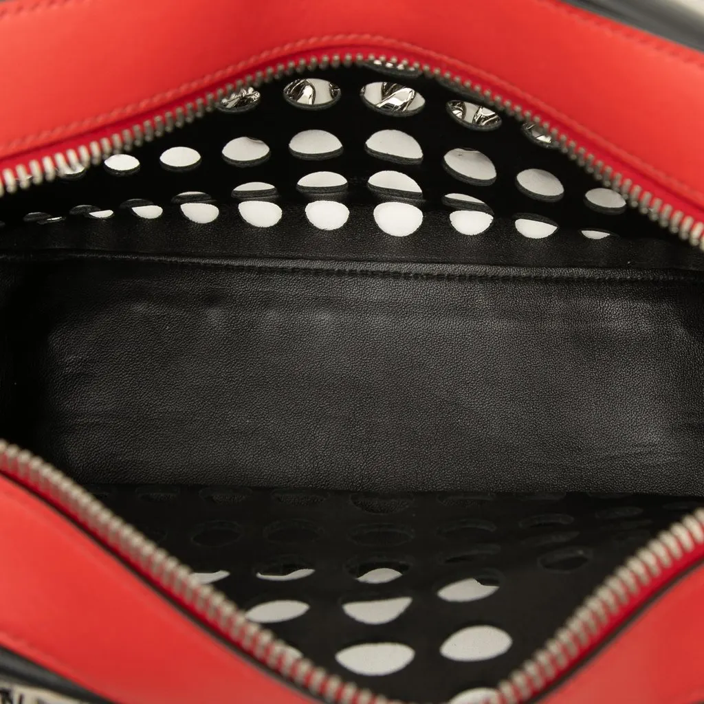 Prada Perforated Leather City Fori Chain Handbag Black Leather Very good - Model View