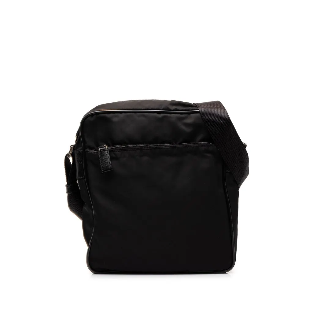 Prada Tessuto Zip Top Crossbody Black Polyamide Good - Front View